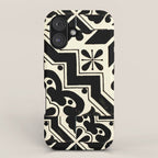 talavera mexican tile in black and white iPhone Case Gallery Image 1