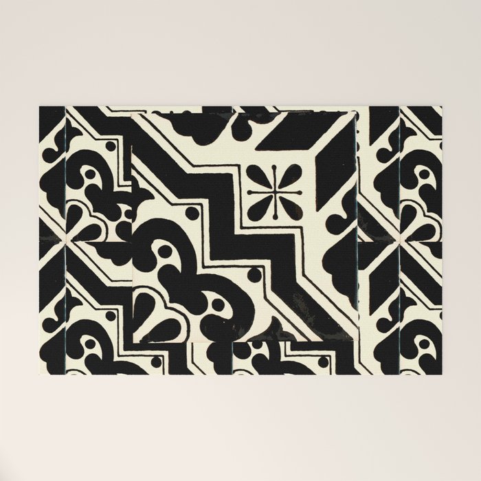 talavera mexican tile in black and white Welcome Mat Gallery Image 1