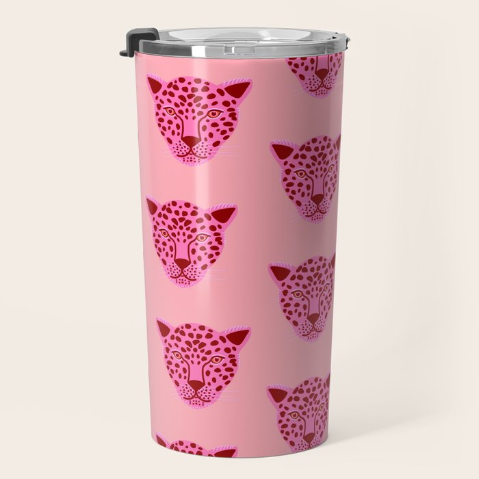 Cheetah -Animal Print Pink Travel Mug Gallery Image 3