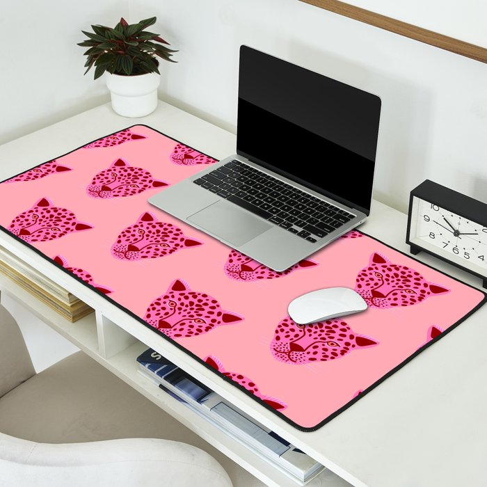 Cheetah -Animal Print Pink Desk Mat Gallery Image 2