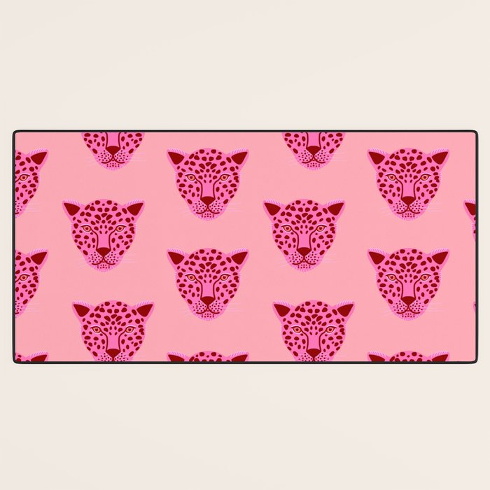 Cheetah -Animal Print Pink Desk Mat Gallery Image 3