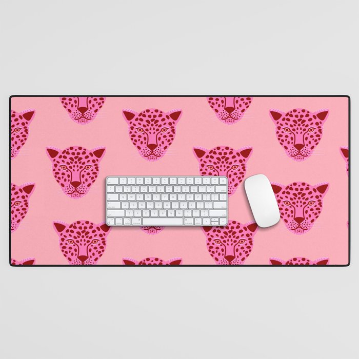 Cheetah -Animal Print Pink Desk Mat Gallery Image 1