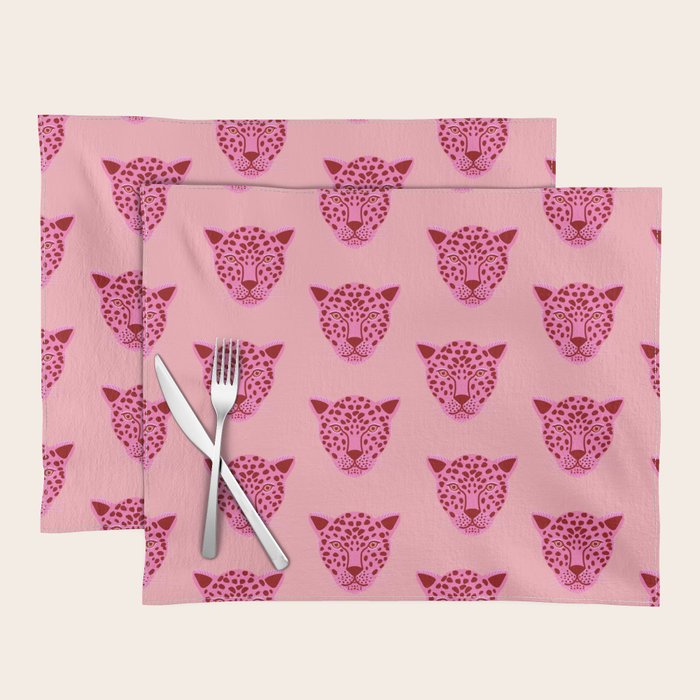 Cheetah -Animal Print Pink Placemat Gallery Image 1