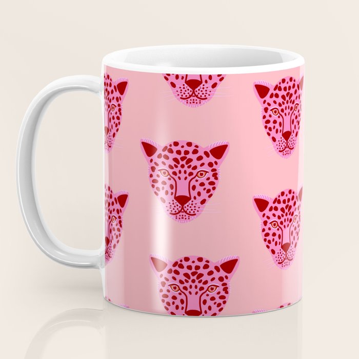 Cheetah -Animal Print Pink Coffee Mug Gallery Image 3
