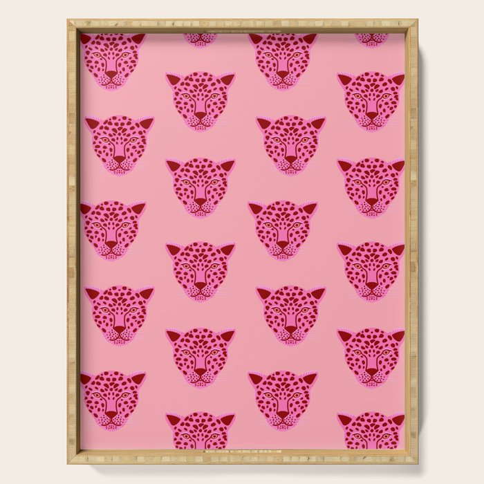 Cheetah -Animal Print Pink Serving Tray Gallery Image 1