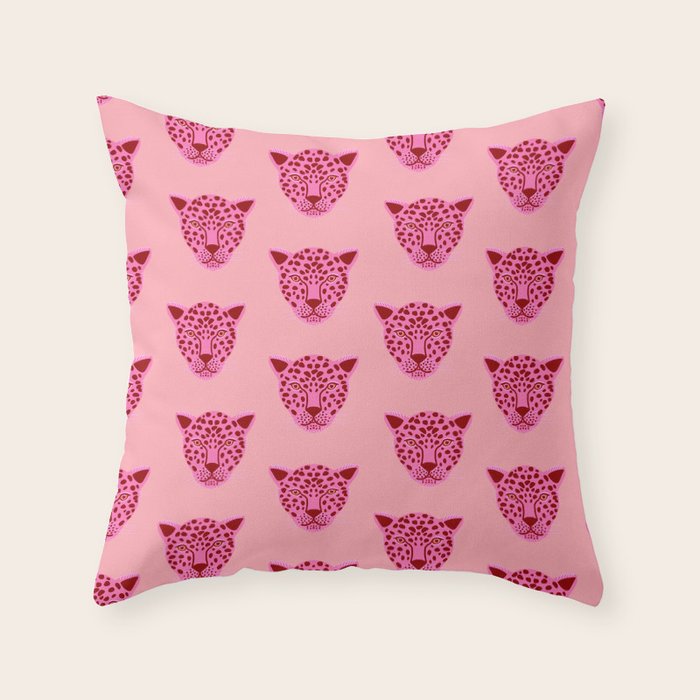 Cheetah -Animal Print Pink Throw Pillow Gallery Image 6