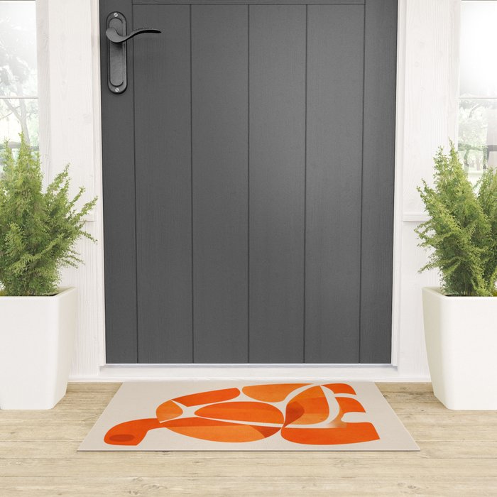 Abstract Turtle in Orange Welcome Mat Gallery Image 3