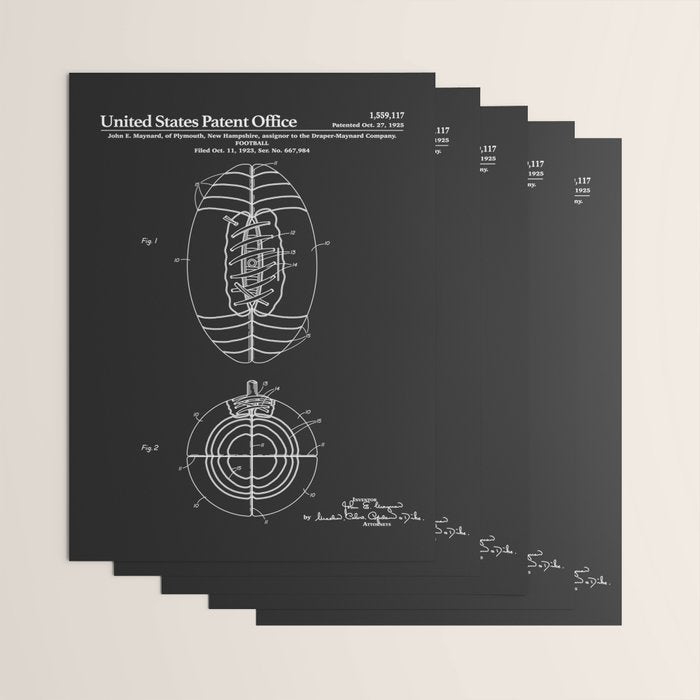 Football Patent - Black Wrapping Paper Gallery Image 3