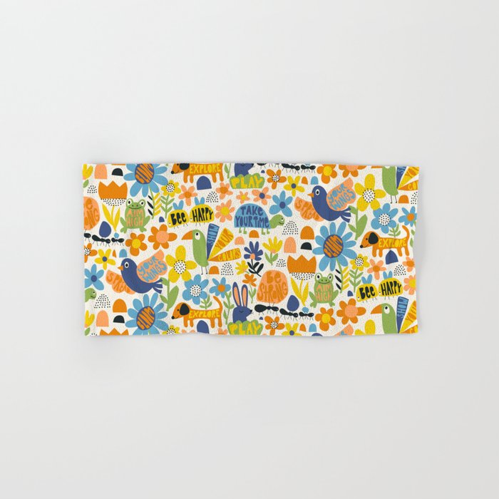 Playful Meadow Cute Animals with Motivational Affirmations - Great Outdoors Bath Towel Gallery Image 1