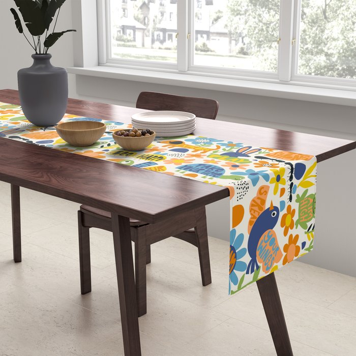 Playful Meadow Cute Animals with Motivational Affirmations - Great Outdoors Table Runner Gallery Image 2