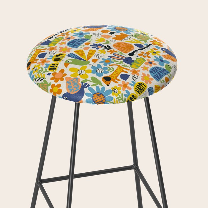 Playful Meadow Cute Animals with Motivational Affirmations - Great Outdoors Stool Gallery Image 2