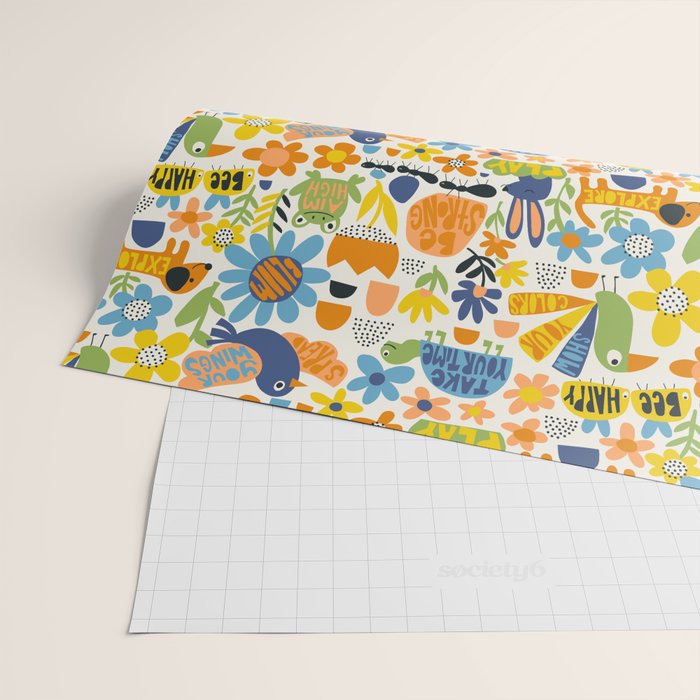 Playful Meadow Cute Animals with Motivational Affirmations - Great Outdoors Wrapping Paper Gallery Image 2