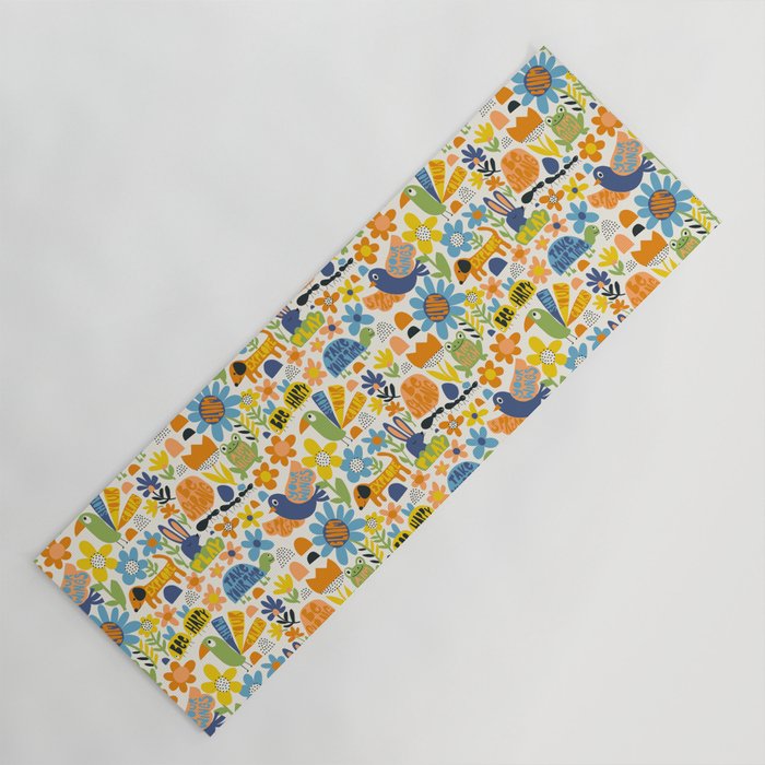 Playful Meadow Cute Animals with Motivational Affirmations - Great Outdoors Yoga Mat Gallery Image 1