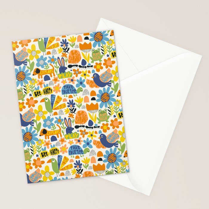 Playful Meadow Cute Animals with Motivational Affirmations - Great Outdoors Stationery Card Gallery Image 2
