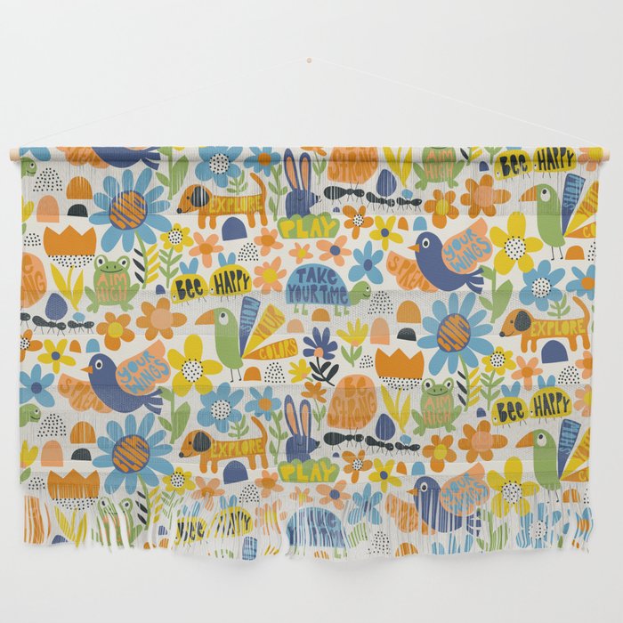 Playful Meadow Cute Animals with Motivational Affirmations - Great Outdoors Wall Hanging Gallery Image 1