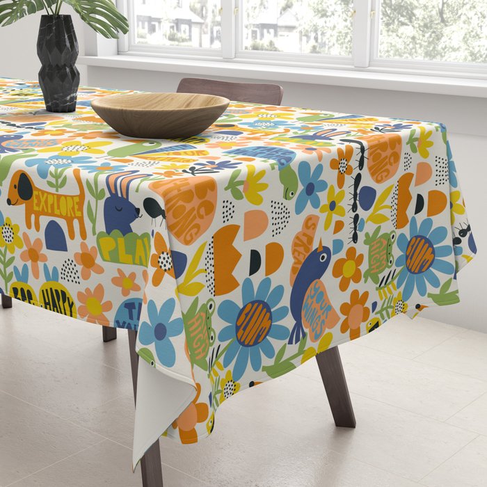 Playful Meadow Cute Animals with Motivational Affirmations - Great Outdoors Tablecloth Gallery Image 3