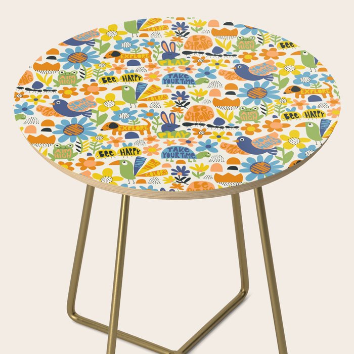 Playful Meadow Cute Animals with Motivational Affirmations - Great Outdoors Side Table Gallery Image 2