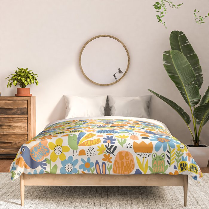 Playful Meadow Cute Animals with Motivational Affirmations - Great Outdoors Comforter Gallery Image 3