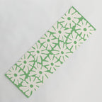 Mid-Century Flowers in Green & White Yoga Mat Gallery Image 1