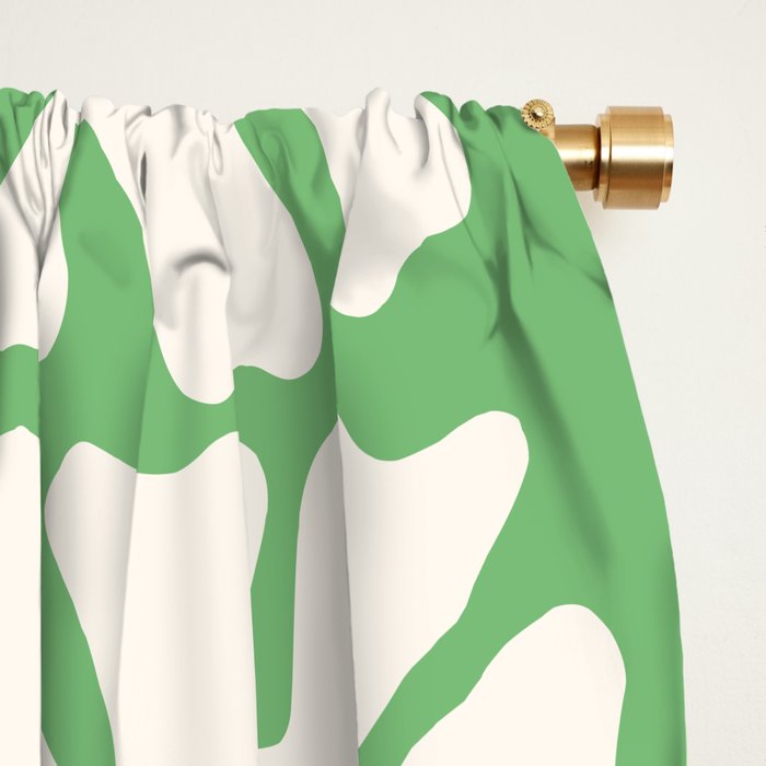 Mid-Century Flowers in Green & White Window Curtain Gallery Image 2