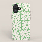 Mid-Century Flowers in Green & White iPhone Case Gallery Image 1
