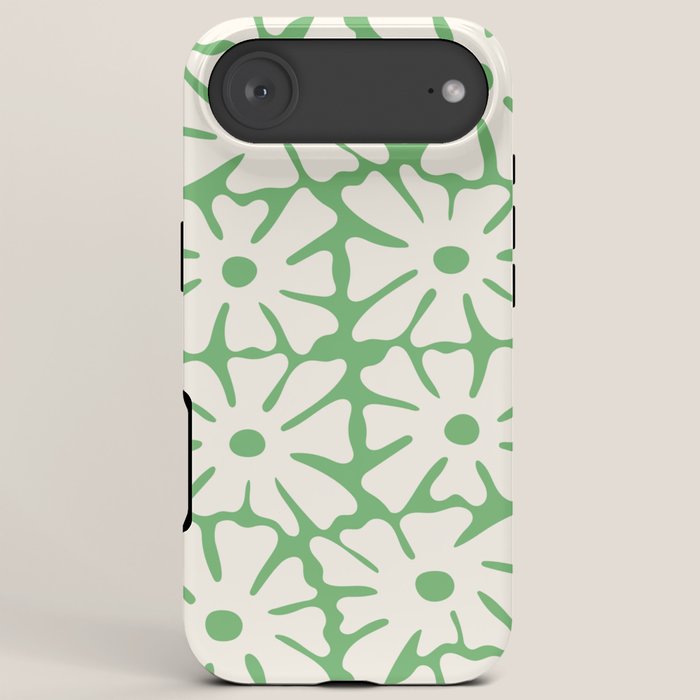 Mid-Century Flowers in Green & White iPhone Case Gallery Image 6