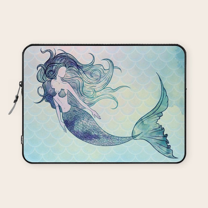 Watercolor Mermaid Laptop Sleeve Gallery Image 1
