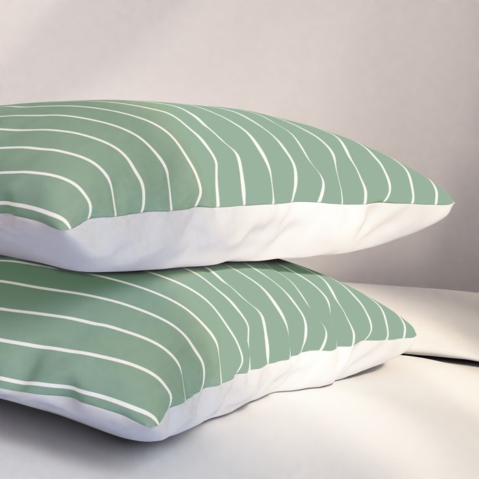 Minimal Arch XXXVIII Fresh Green Modern Geometric Lines Pillow Sham Gallery Image 3