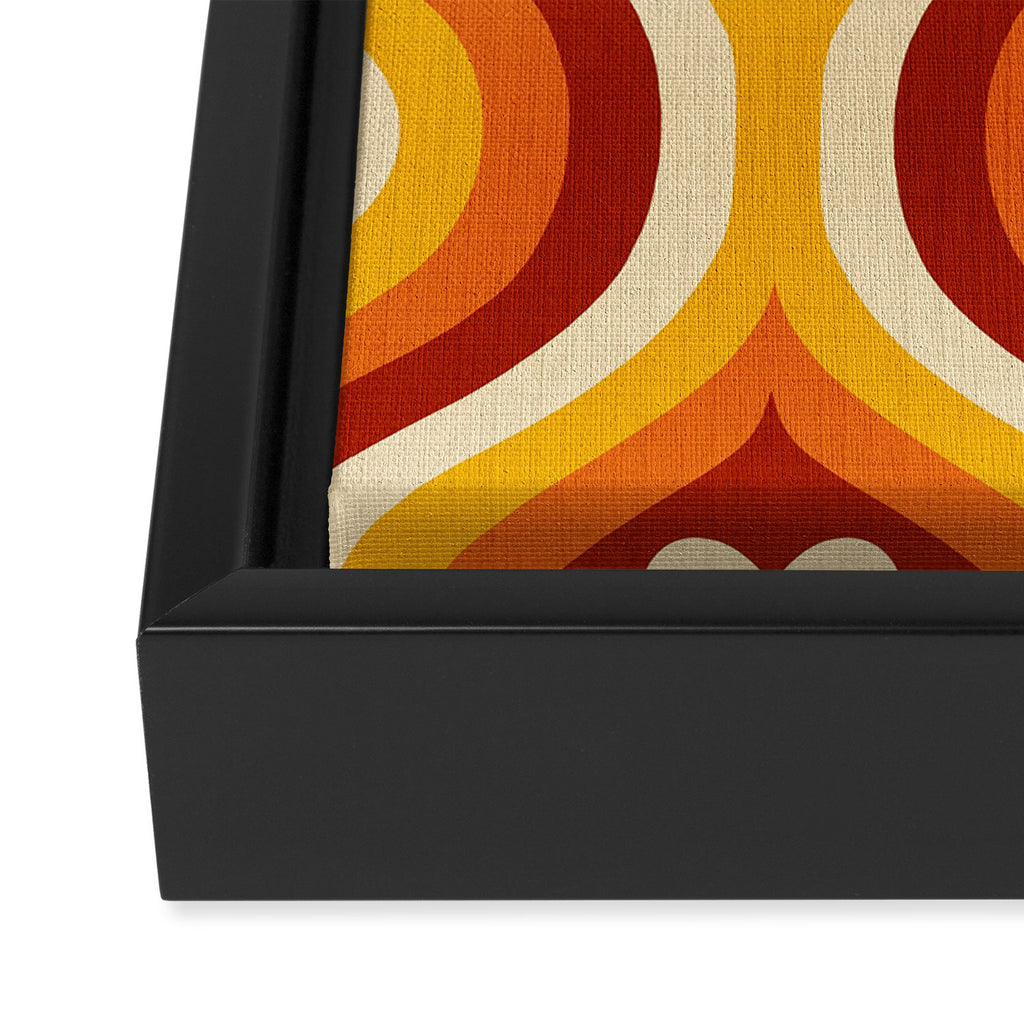 70s Groovy Daisy Ovals Pattern Framed Canvas Print Gallery Image 3