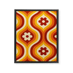 70s Groovy Daisy Ovals Pattern Framed Canvas Print Gallery Image 8
