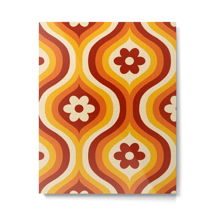 70s Groovy Daisy Ovals Pattern Metal Print Gallery Image 1