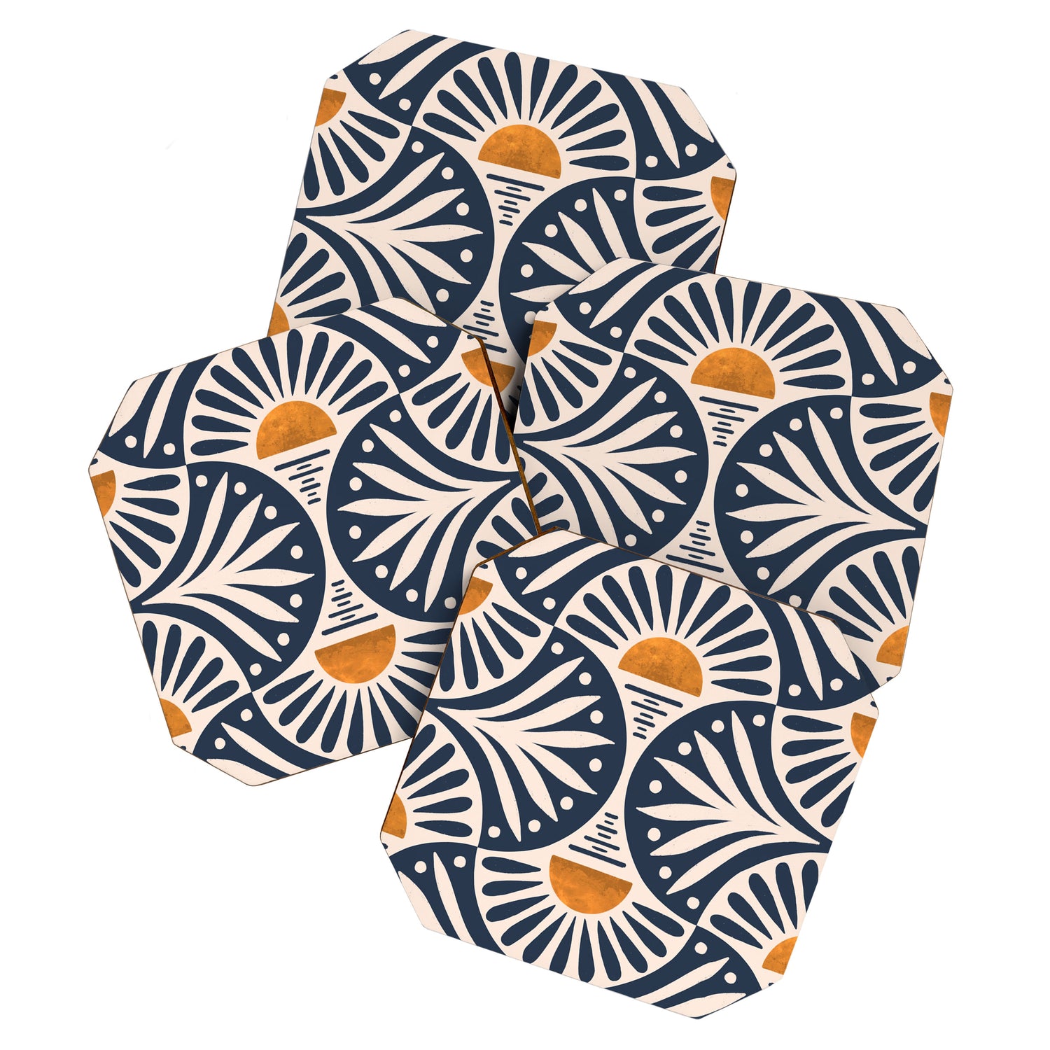 Art Deco Sunset and Leaves Coaster Gallery Image 1