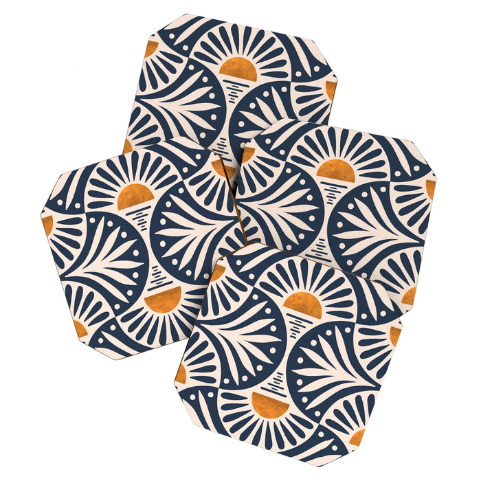 Art Deco Sunset and Leaves Coaster Gallery Image 1