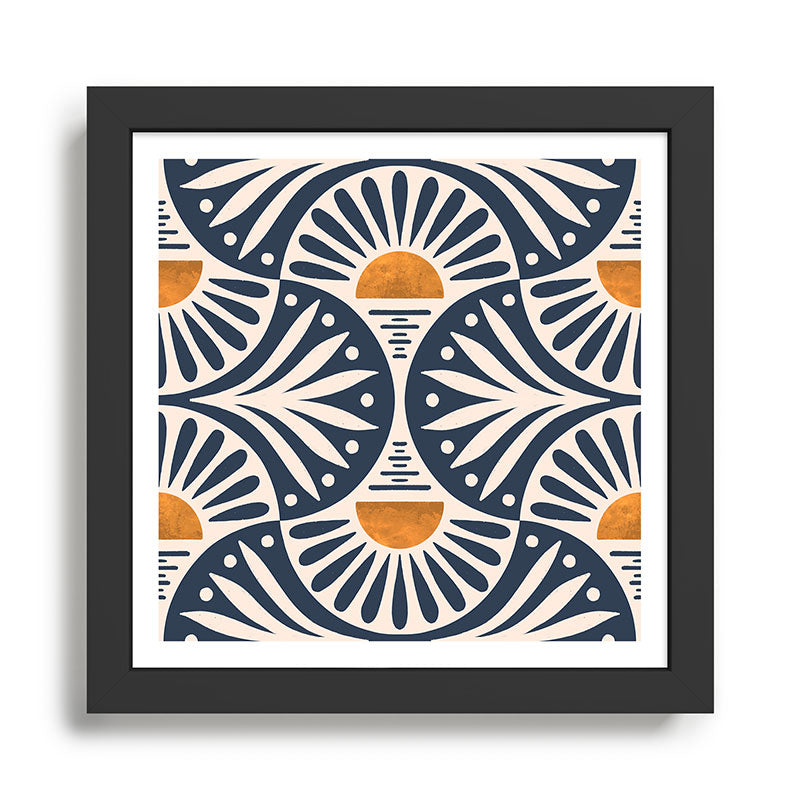 Art Deco Sunset and Leaves Framed Art Print Gallery Image 1