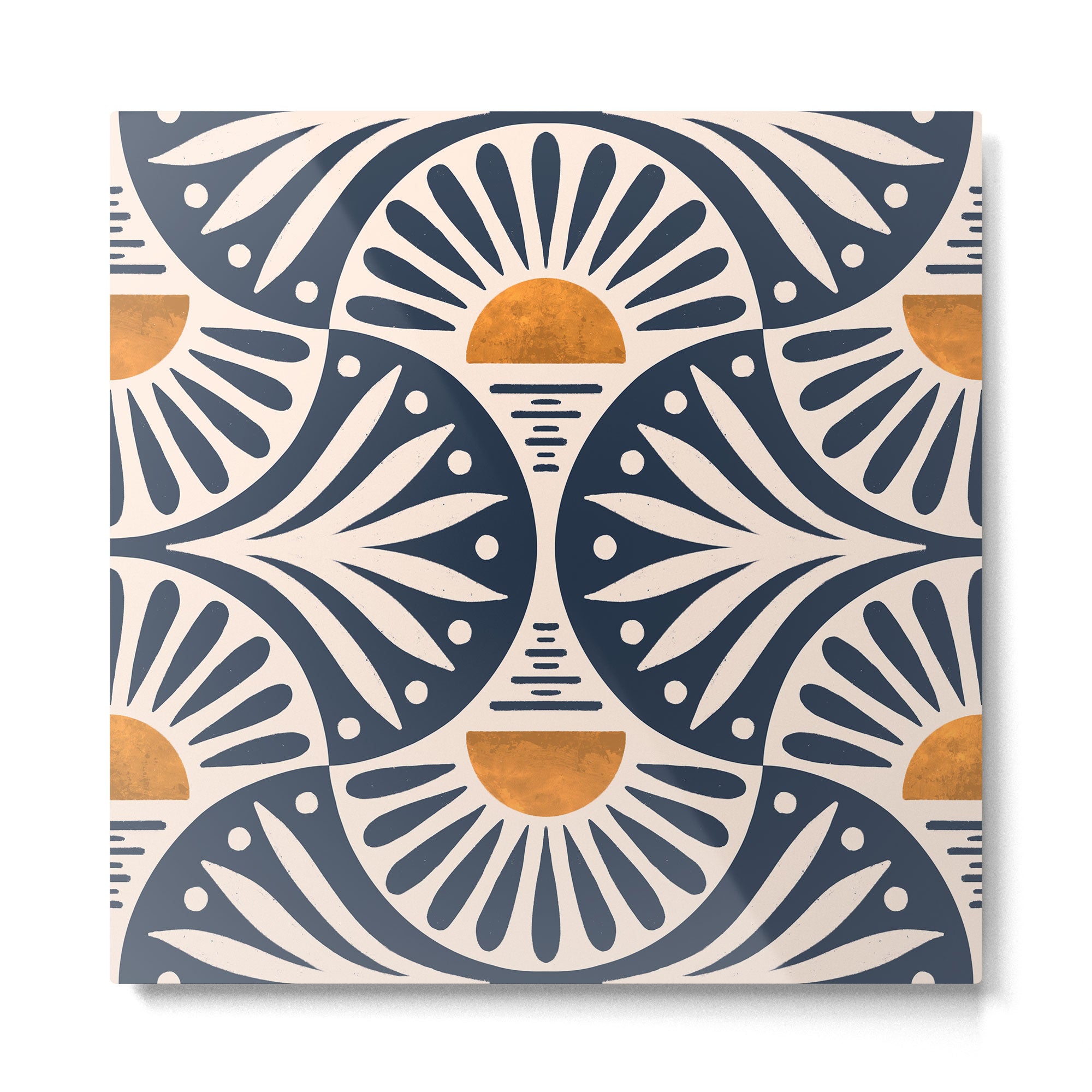 Art Deco Sunset and Leaves Metal Print Gallery Image 2