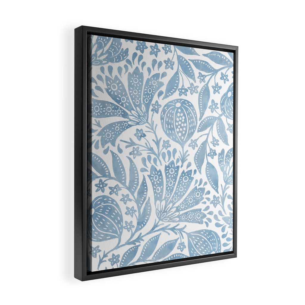 French Country Fig Garden In Blue Framed Canvas Print Gallery Image 2