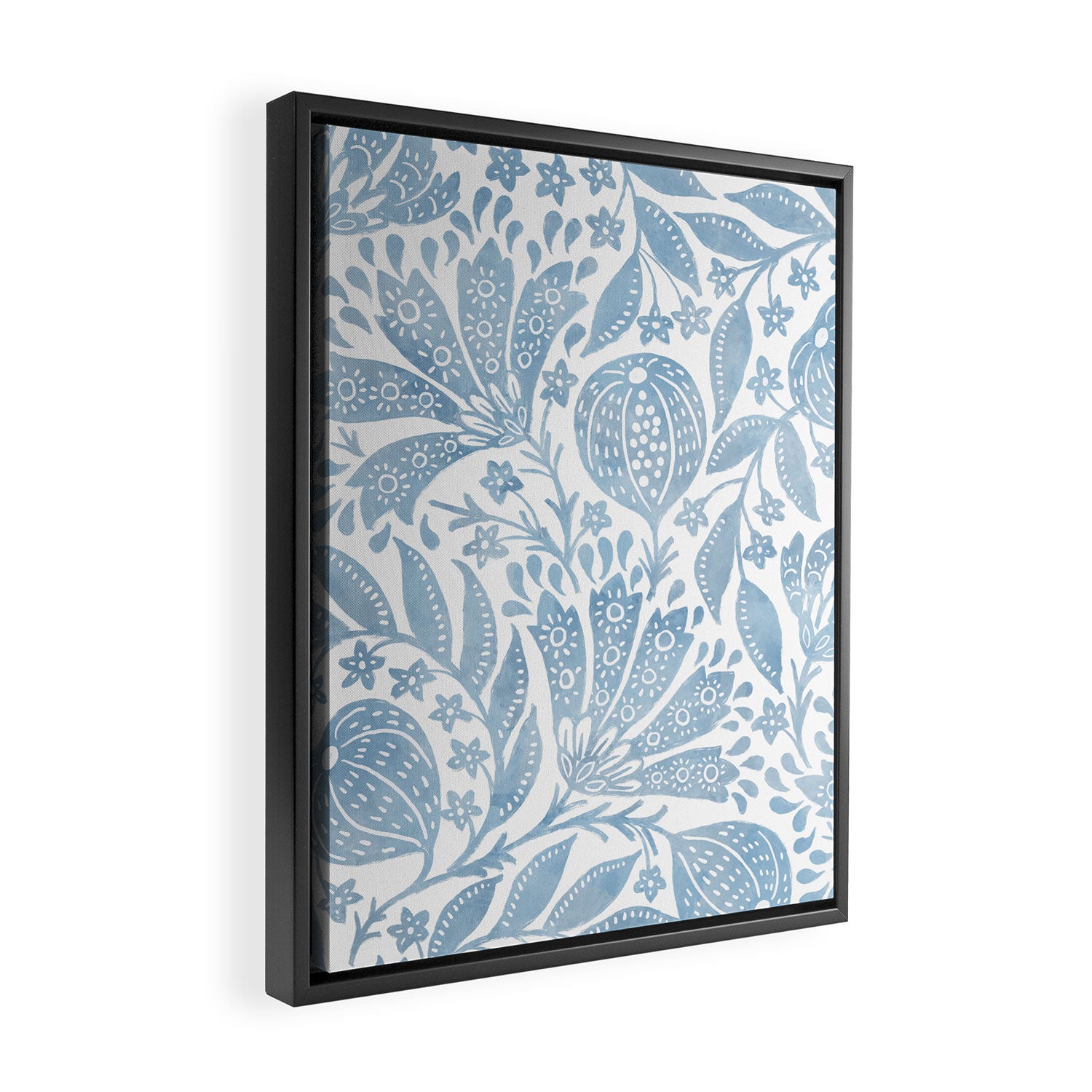 French Country Fig Garden In Blue Framed Canvas Print Gallery Image 2