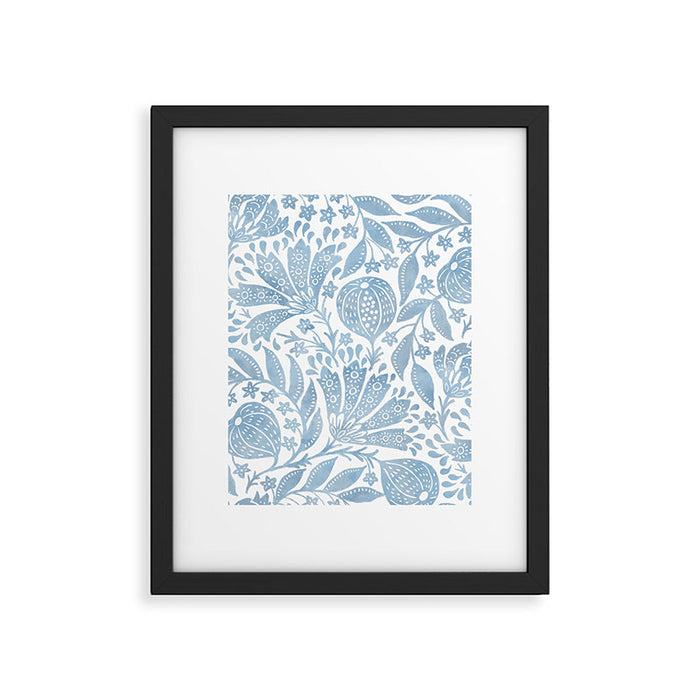 French Country Fig Garden In Blue Framed Art Print Gallery Image 1