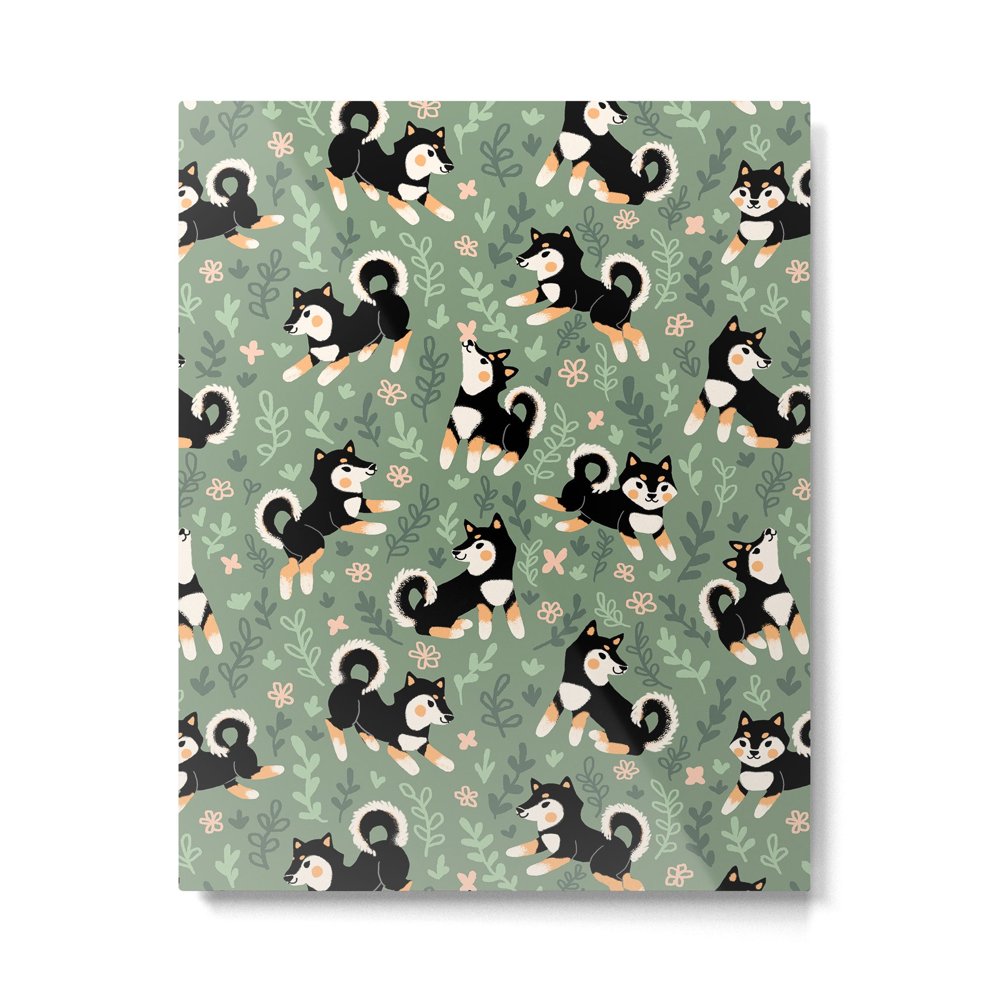 Playful Black And Tan Shiba Inu Pattern Metal Print Gallery Image 6