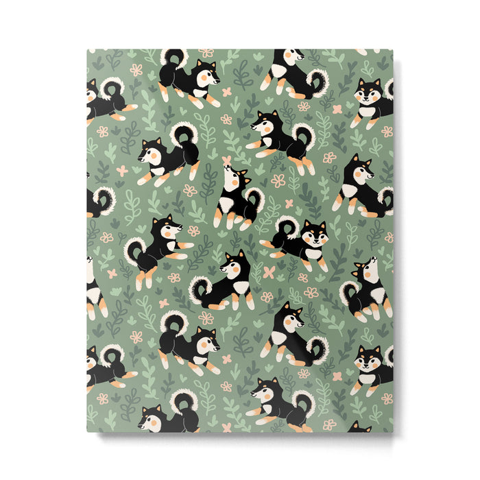 Playful Black And Tan Shiba Inu Pattern Metal Print Gallery Image 1