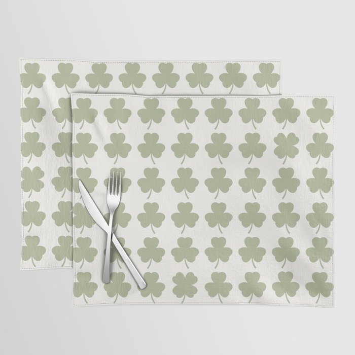 Clovers XXV Natural Green Botanical Pattern Placemat Gallery Image 1