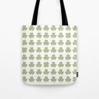 Clovers XXV Natural Green Botanical Pattern Tote Bag Gallery Image 1