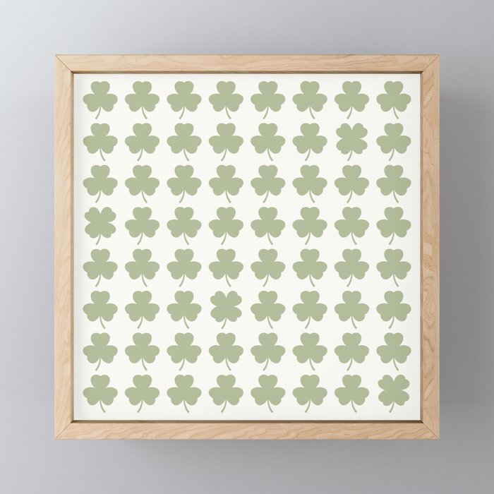 Clovers XXV Natural Green Botanical Pattern Mini Art Print Gallery Image 1