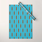  Sky Blue and Chestnut Brown Geometric Minimalist Geo Chain Vertical Stripe Pattern Wrapping Paper Gallery Image 1