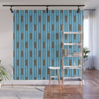  Sky Blue and Chestnut Brown Geometric Minimalist Geo Chain Vertical Stripe Pattern Wall Mural Gallery Image 1