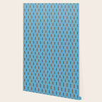  Sky Blue and Chestnut Brown Geometric Minimalist Geo Chain Vertical Stripe Pattern Wallpaper Gallery Image 2