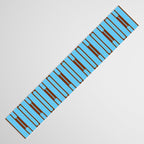  Sky Blue and Chestnut Brown Geometric Minimalist Geo Chain Vertical Stripe Pattern Table Runner Gallery Image 3