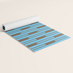  Sky Blue and Chestnut Brown Geometric Minimalist Geo Chain Vertical Stripe Pattern Yoga Mat Gallery Image 2