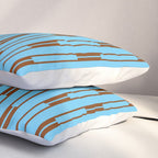  Sky Blue and Chestnut Brown Geometric Minimalist Geo Chain Vertical Stripe Pattern Pillow Sham Gallery Image 3