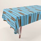  Sky Blue and Chestnut Brown Geometric Minimalist Geo Chain Vertical Stripe Pattern Tablecloth Gallery Image 1